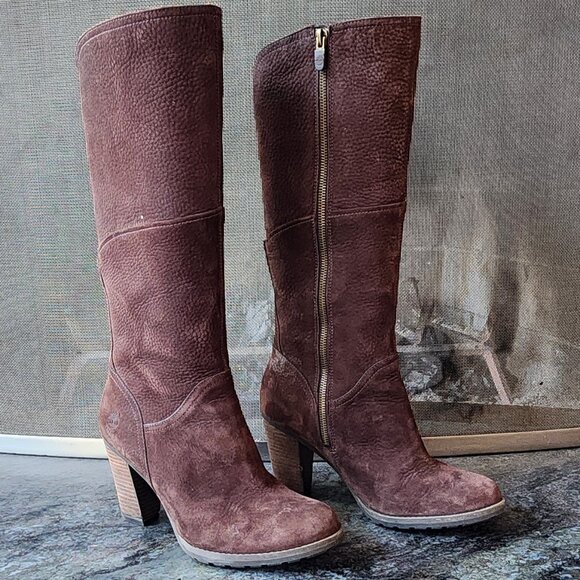 Timberland Brown Suede Waterproof Suede Tall Heeled Boots Size 9 - Picture 4 of 16